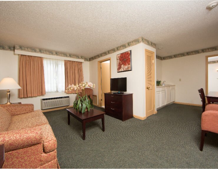 134 One BDRM Suite livingroom kitchen 1