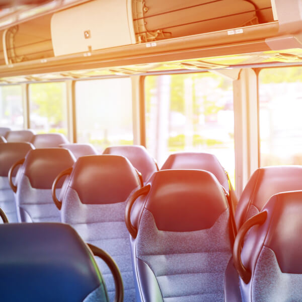 blue seat in interior of coach seats in tourist bu MHHEPLH