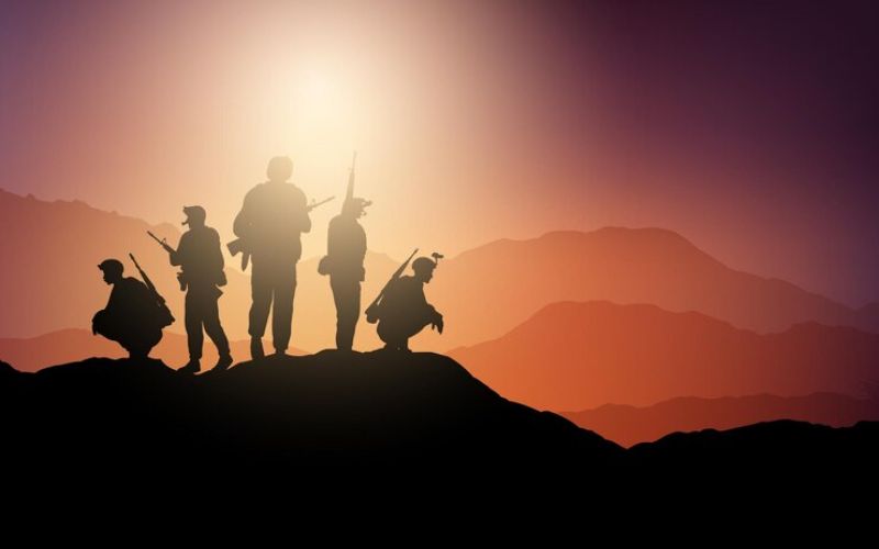 silhouettes soldiers lookout sunset landscape 1048 15946 1