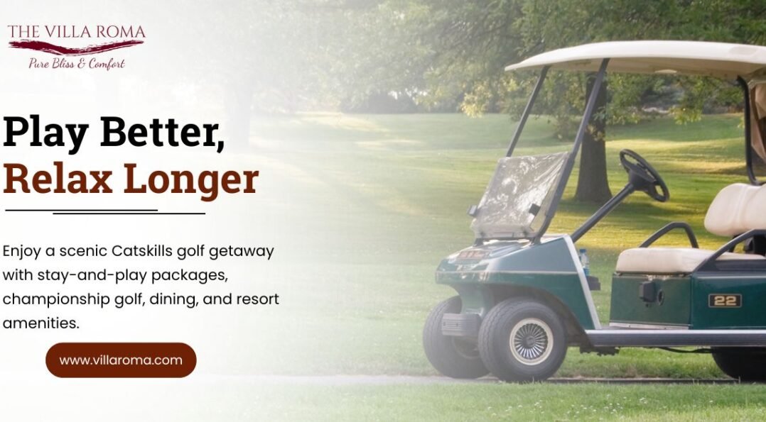 Golf Getaway Packages in New York: Stay & Play at The Villa Roma 1 Golfers enjoying a stay and play golf package at The Villa Roma Resort in the Catskill Mountains, New York.